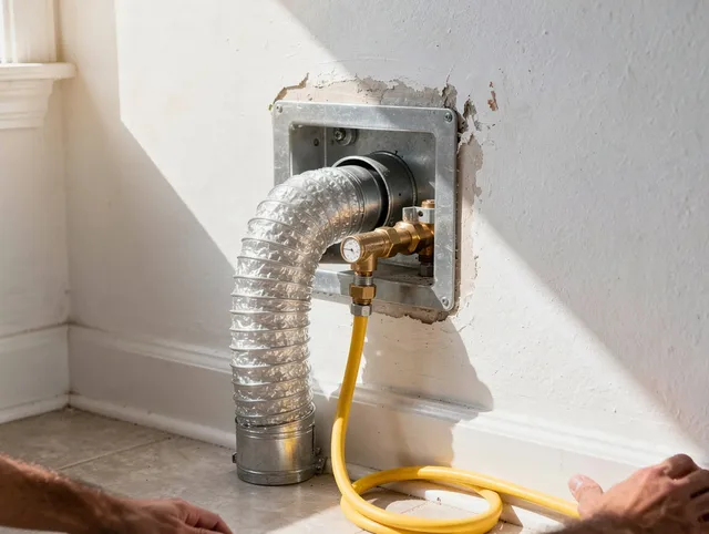 Windsor Dryer Vent Cleaning certified technician performing specialized gas dryer vent cleaning in Windsor